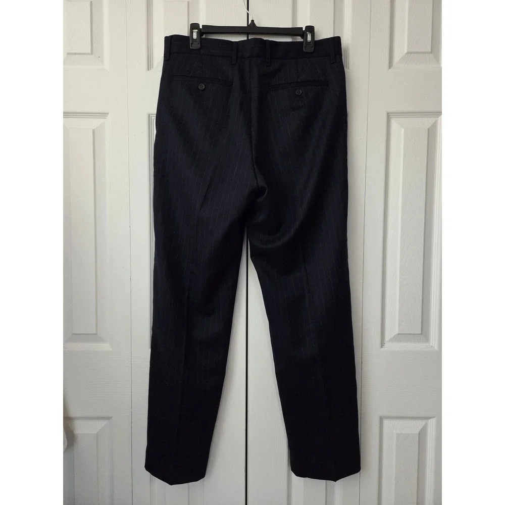 J. Crew Classic Pleated Creased Wool Trouser Pinstripe Mens 33x32 Navy NWT CP104